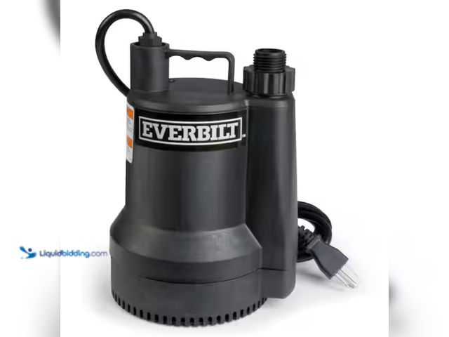 Lot 49-2000352 - Everbilt 1/6 HP Plastic Submersible Utility Pump, Model # SUP54-HD, Slightly used, Powers on, Scuffs...
