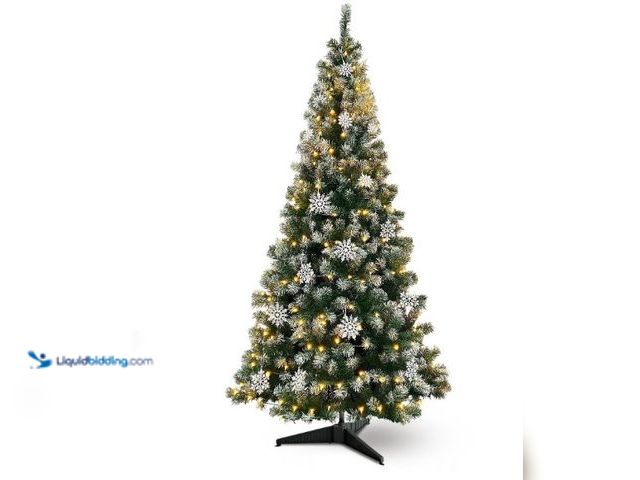 Lot 49-1542256 - Ayieyill 7.5 ft Pre-Lit Artificial Christmas Tree with 1000 Snow-Sprayed Tips, 300 LED Lights, 36 Sn...