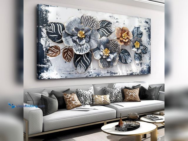 Lot 49-5484517 - Large Floral Wall Art Decor Elegant Flower Framed Canvas Print Wall Décor for Living Room, Bedroom, ...