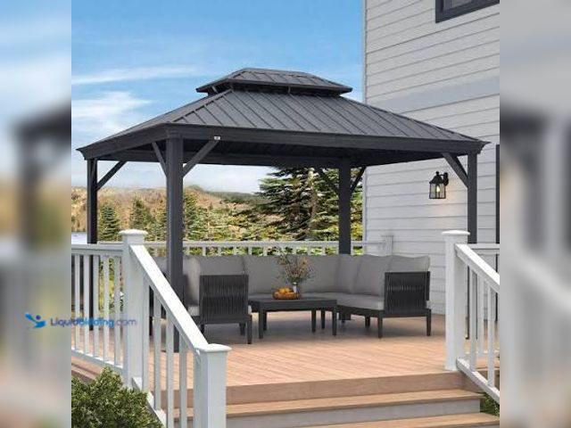 Lot 49-5538985 - PARTS AND REPAIR - PURPLE LEAF Patio Gazebo for Backyard Grey Hardtop Galvanized Steel Roof Awning w...