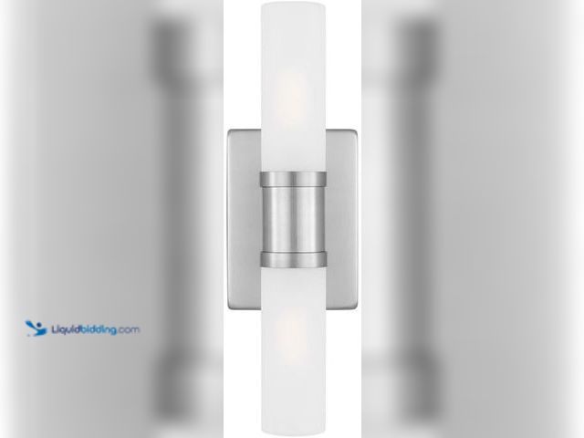 Lot 49-5413321 - Generation Lighting 4465002-962 Keaton Vanity, 2-Light 80 Total Watts, Brushed Nickel Silver Unused