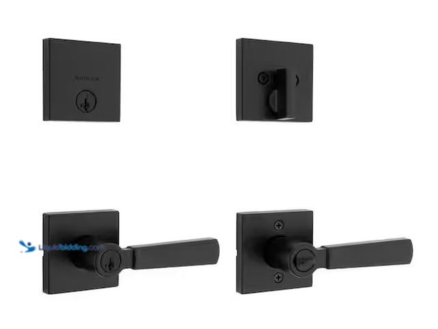 Lot 49-1548476 - Kwikset Perth Keyed Entry Handle and Single Cylinder Deadbolt Combo Pack featuring Smart Key Securit...