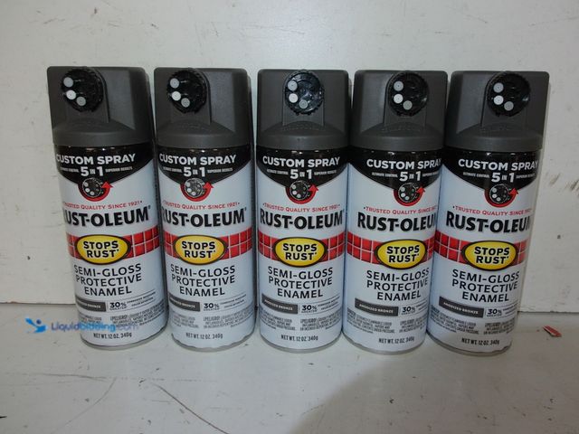 Lot 49-1627479 - Lot of (5) RUST-OLEUM Stops Rust Custom Spray 5-in-1 Spray Paint, Semi-gloss Anodized Bronze, 12 Oz....