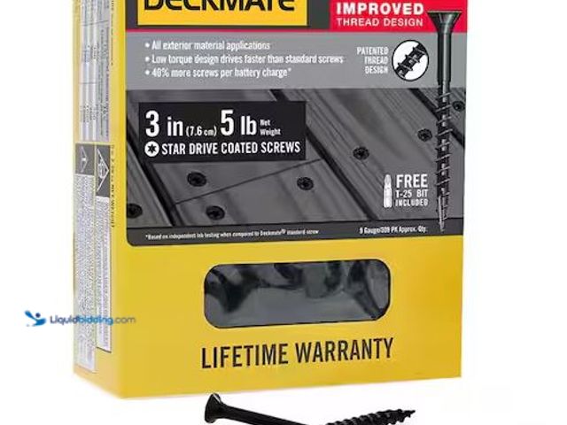 Lot 49-5478341 - DECKMATE
#9 x 3 in. Black Exterior Self-Starting Torx Drive Flat-Head Deck Screw (5 lbs. / 365-Piec...