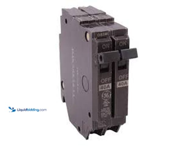 Lot 49-5489074 - QTY 4 - GE Q-Line 40 Amp 1 in. Double Pole Circuit Breaker (THQP240). Model # THQP240. Unused.