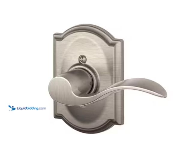 Lot 49-1571595 - Lot of (6) Schlage Accent Satin Nickel Right Handed Dummy Door handle with Camelot Trim, Model # F17...