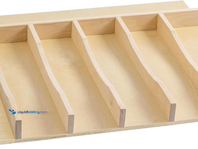 Lot 49-3563846 - WelFurGeer Solid Birch Wood Silverware Drawer Organizer, Wooden Cutlery Drawer Organizer, Utensil Tr...