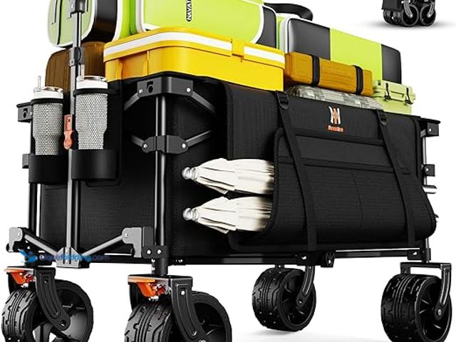 Lot 49-5448223 - Navatiee Big Wheels Collapsible Wagon Cart Foldable, Heavy Duty Beach Wagon with Silent All-Terrain ...