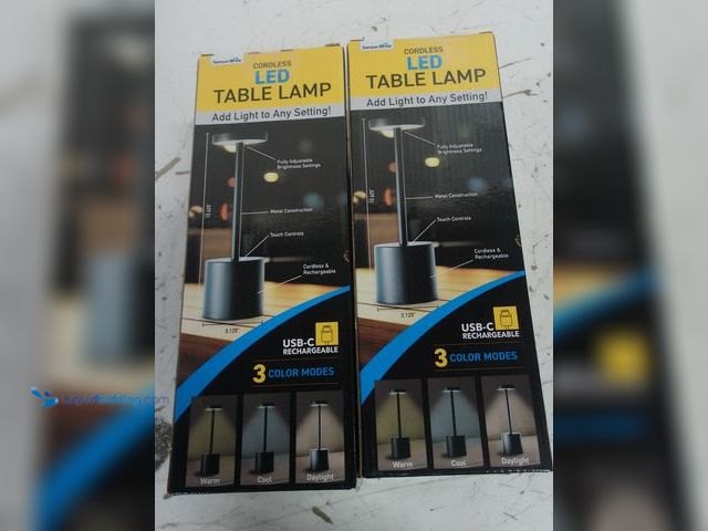 Lot 49-3618533 - 4-Pcs Cordless Rechargeable LED Table Lamp 10.6" Tall, Black, Model # 117224998527, New.  Ref#BIN070...
