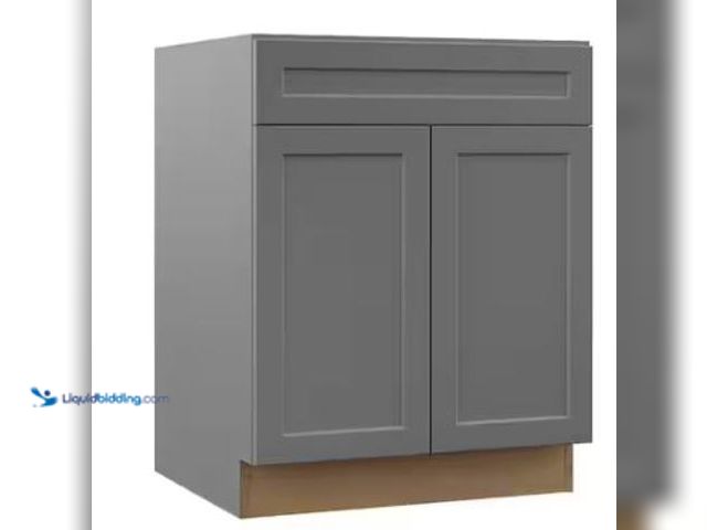 Lot 49-1518105 - Hampton Bay Designer Series Melvern Storm Gray Shaker Assembled Base Kitchen Cabinet (27 in. x 34 in...