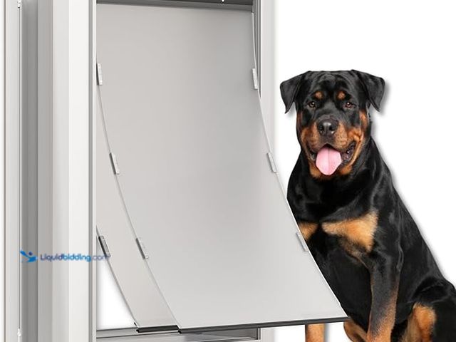 Lot 49-5433737 - Aluminum Dog Door for Exterior, Cutout Size 14 1/2''W x 25 1/8''H, Heavy Duty Magnetic Double Flap f...