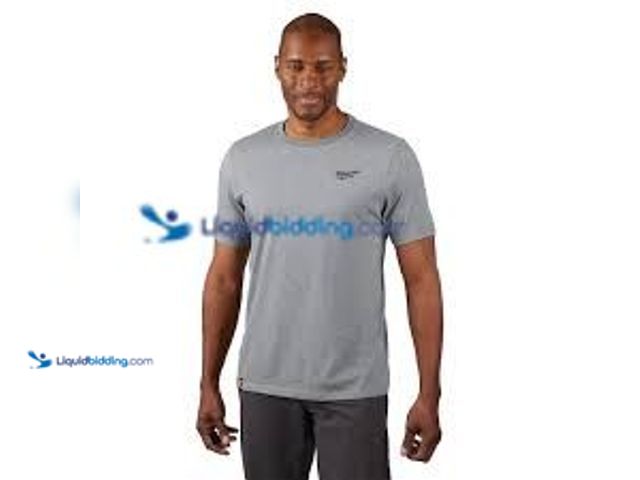 Lot 49-5575078 - QTY 2 - Milwaukee Men's Large Gray Cotton/Polyester Short-Sleeve Hybrid Work T-Shirt. Model # 603G-L...