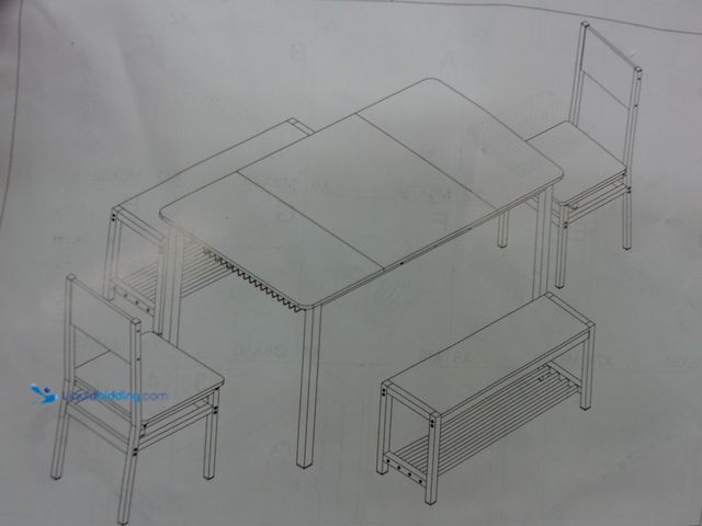 Lot 49-3473653 - Table, 2 Chairs, 2 Benches, Factory packed.  Ref#BULK1126