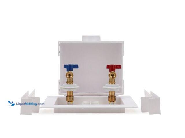 Lot 49-3566104 - Oatey® Quadtro® 1/4-Turn Washing Machine Outlet Boxes. Unused with attachments.