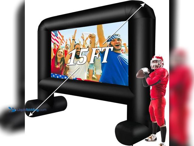 Lot 49-3512365 - Inflatable Projector Screen Outdoor, 15FT Blow up Movie Screen Support Front & Rear Projection for B...
