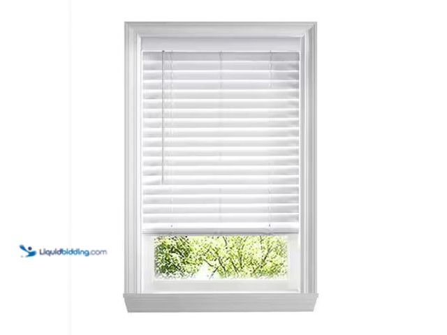 Lot 49-1569166 - Home Decorators Collection White Cordless Faux Wood Blinds for Windows with 2 in. Slats - 47 in. W x...