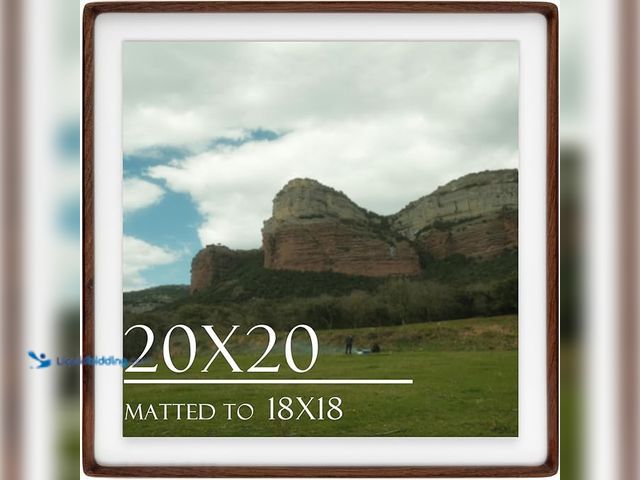 Lot 49-1576853 - 20x20 Square Picture Frame in Natural Walnut Wood, Solid Wooden Frames matted to 18x18, Gallery Fram...