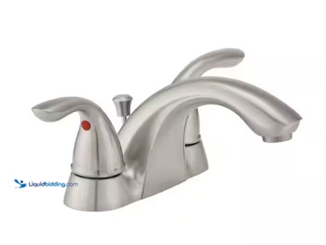 Lot 49-3612807 - Glacier Bay Builders 4 in. Centerset Double Handle Low-Arc Bathroom Faucet in Brushed Nickel, Model ...