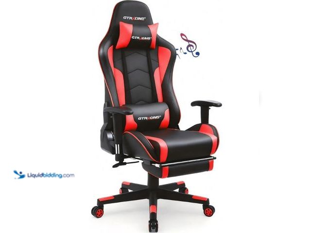 Lot 49-1625833 - GTPLAYER Gaming Chair with Bluetooth Speakers Music Office Chair with Footrest PU Leather Recliner, ...