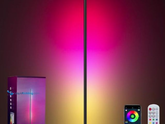 Lot 49-5436636 - Smart RGBICW LED Corner Floor Lamp - 16 Million DIY Colors, 68+ Scenes, Music Sync, App & Remote Con...