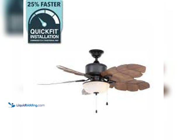 Lot 49-5407307 - Home Decorators Collection Palm Cove 52 in. Indoor/Outdoor LED Natural Iron Ceiling Fan with Light K...