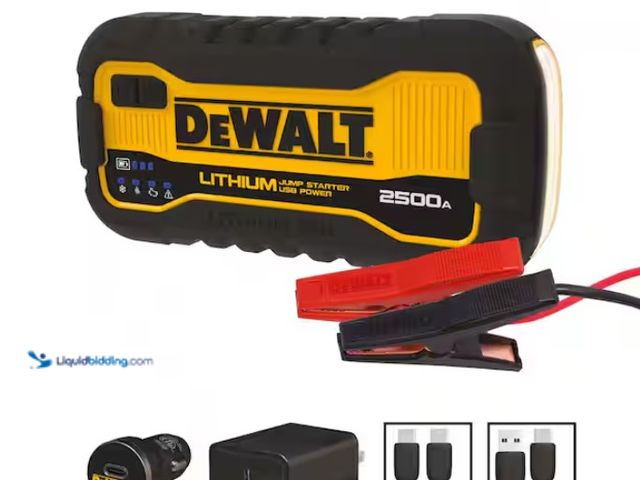 Lot 49-1578090 - DEWALT 2500 Peak Amp Lithium Jump Starter with USB Power Bank, Model # DXAELJ25, Slightly used, Unab...