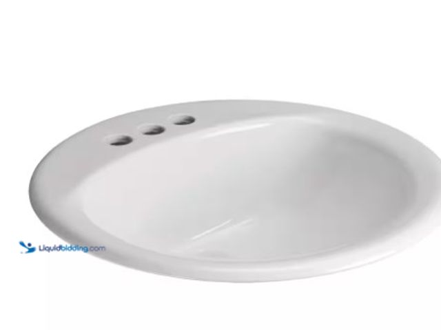 Lot 49-1516477 - Glacier Bay 19 in. Drop-In Round Vitreous China Bathroom Sink in White, model # 13-0013-4WHD, new.  ...