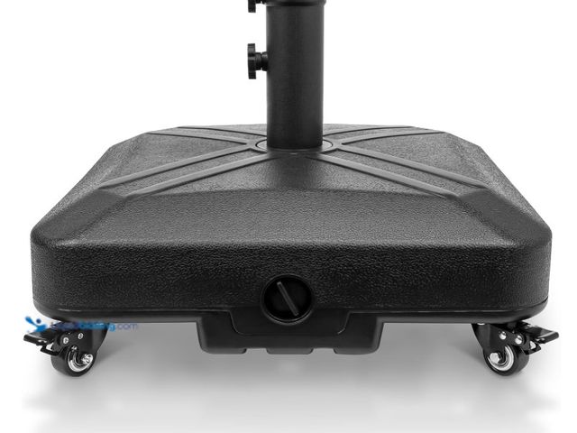 Lot 49-3431533 - RAOKUKH DZ4733 MS Patio Umbrella Base Heavy Duty with Wheels Square Market Stand for Outdoor 4 Locks...