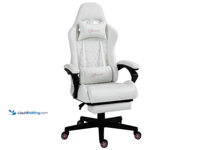 Lot 49-5549597 - VinsettoWhite High Back Gaming Chair Racing Computer Chair with Swivel Wheel Headrest Lumbar Support...