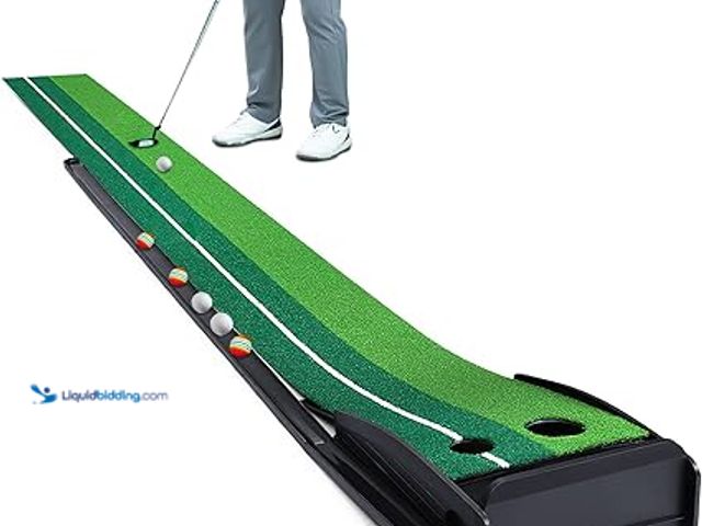 Lot 49-5475895 - Asgens Golf Putting Green Mat with Auto Ball Return System 2 Holes Golf Game Practice Equipment and ...