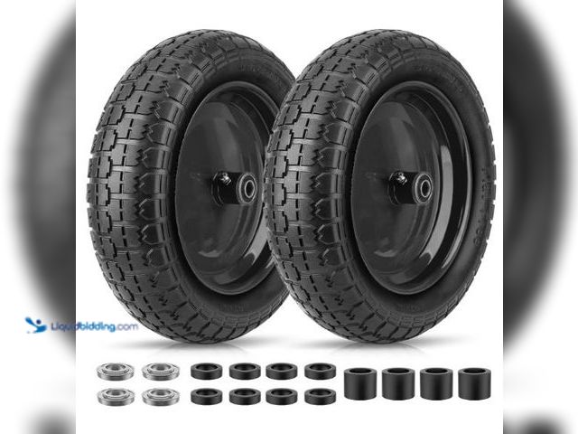 Lot 49-1569116 - TICONN 4.80/4.00-8 Tire, 14.5" Flat Free Wheelbarrow Tire and Wheel, Solid Replacement Tires, 5/8" 3...