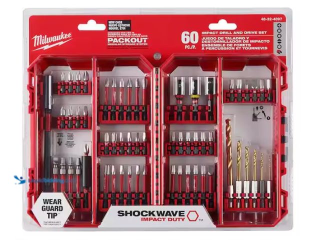 Lot 49-1567675 - (60-Piece) Milwaukee SHOCKWAVE Impact Duty Alloy Steel Screw Driver Bit Set, Model # 48-32-4097, New...