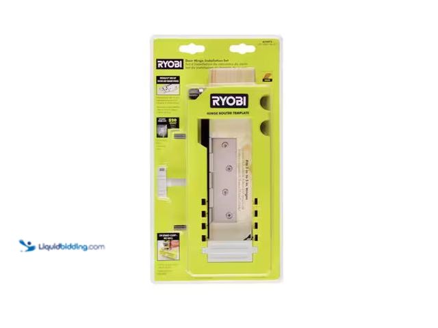 Lot 49-1567557 - RYOBI Door Hinge Template, Includes: Router Template, Guide Stop, and 15/32" Router Bit, Model # A99...