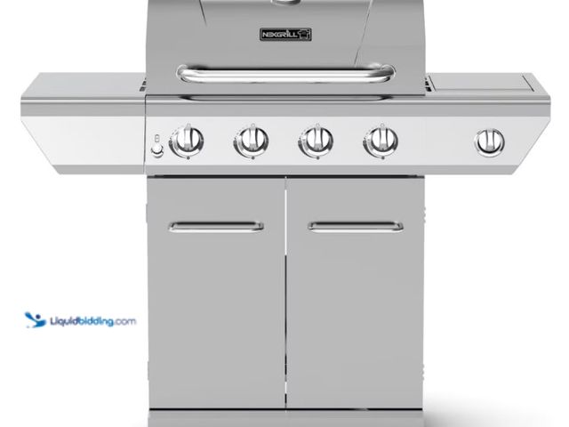 Lot 49-5552947 - Nexgrill 4-Burner Propane Gas Grill with Side Burner, Stainless Steel Frame, 626 SQ In Total Cooking...