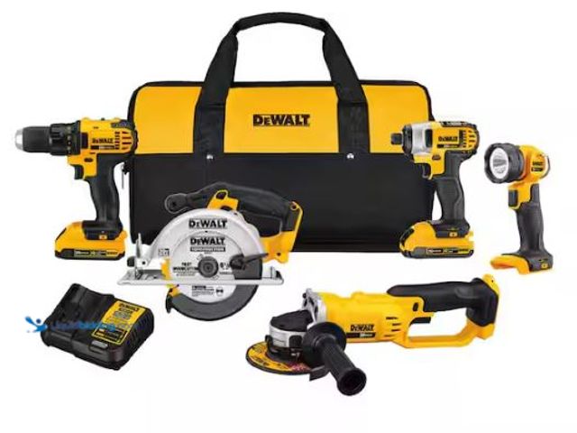 Lot 49-1549389 - DEWALT 20V MAX Cordless 5 Tool Combo Kit with (2) 20V 2.0Ah Batteries and Charger, Model # DCK521D2,...