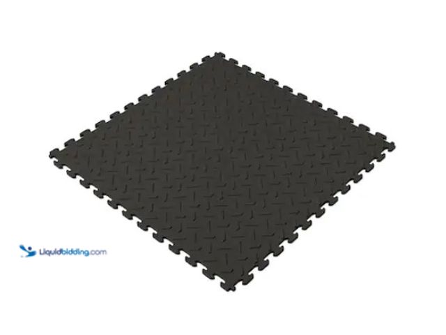 Lot 49-1567964 - Approx. (28) sq. ft. of Husky 18.4 in. x 18.4 in. Black PVC Garage Flooring Tile (6-Pack), Two cases...