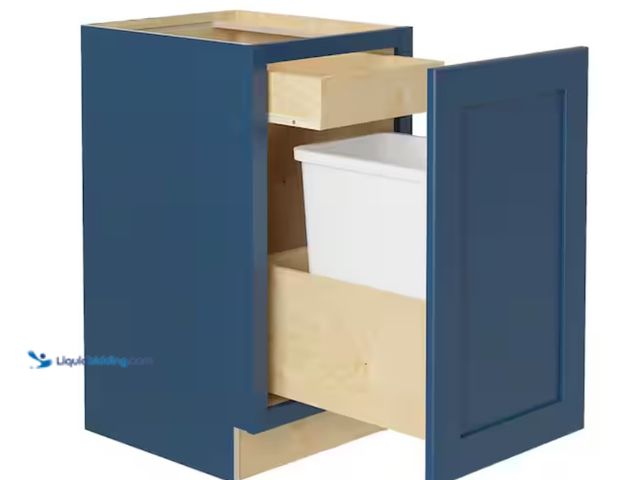 Lot 49-1617962 - Home Decorators Collection Newport 18 in. W x 24 in. D x 34.5 in. H Assembled Plywood Trash Can Kitc...