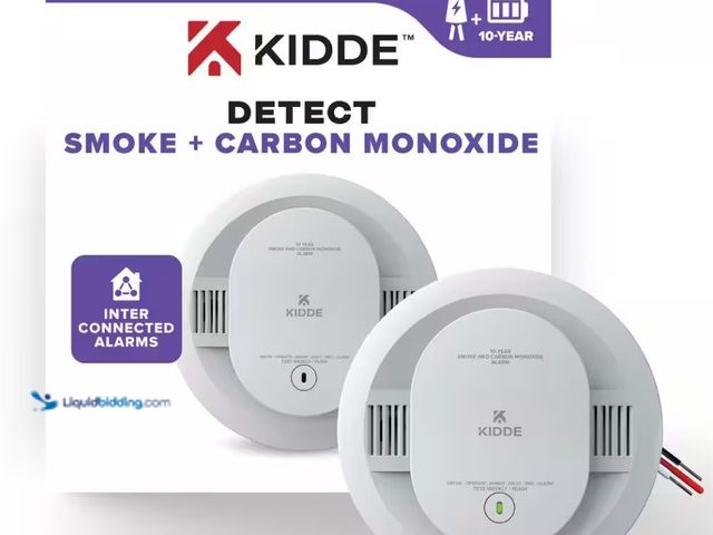 Lot 49-3613881 - (2-Pack) Kidde 10-Year Battery+Hardwired Smoke & Carbon Monoxide Detectors; Interconnectable; LED Wa...