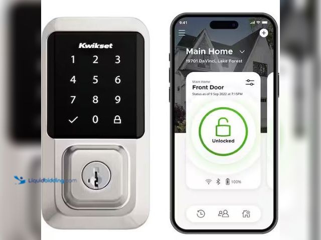 Lot 49-1577169 - Kwikset HALO Satin Nickel Single-Cylinder Keypad Electronic Smart Lock Deadbolt Featuring Smart Key,...
