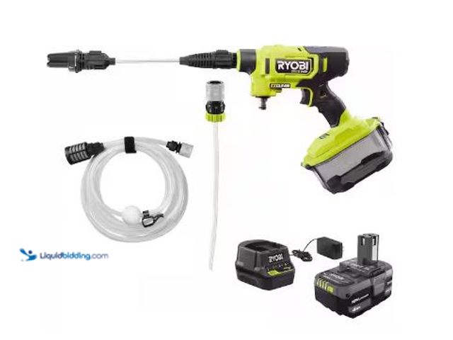 Lot 49-1625363 - RYOBI ONE+ HP 18V Brushless EZClean 600 PSI 0.7 GPM Cordless Battery Cold Water Power Cleaner with 4...