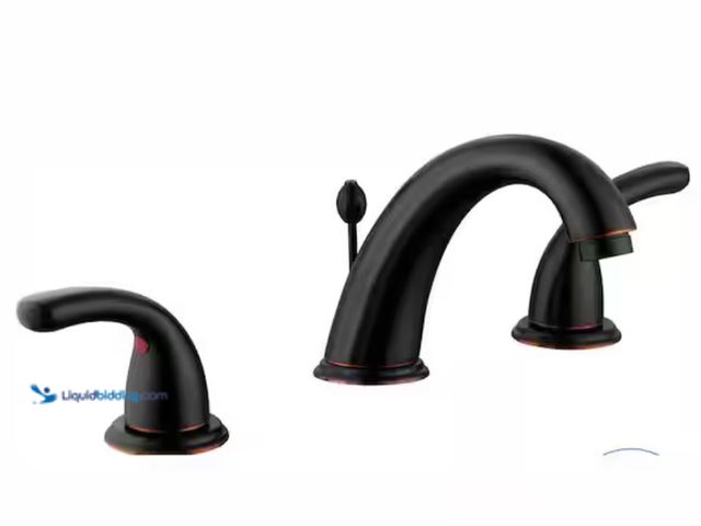 Lot 49-1631240 - Glacier Bay Builders 8 in. Widespread Double-Handle High-Arc Bathroom Faucet in Bronze, Model # HD67...