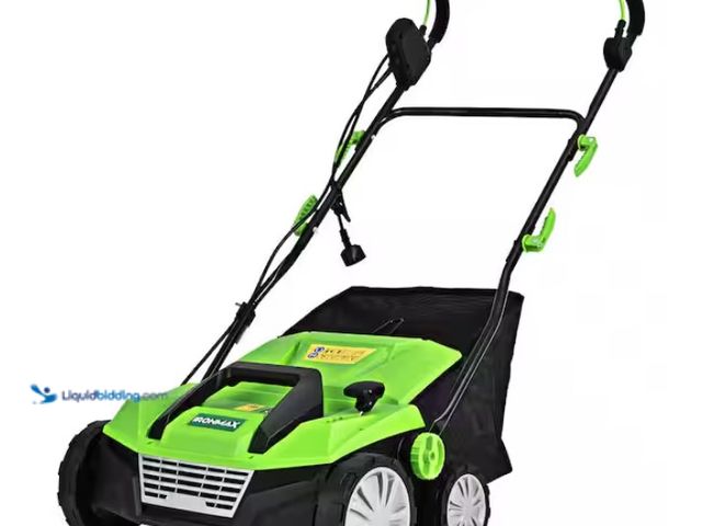 Lot 49-1550392 - Costway 15 in. 13 Amp Corded Scarifier Electric Lawn Dethatcher w/50L Collection Bag Green, Model # ...