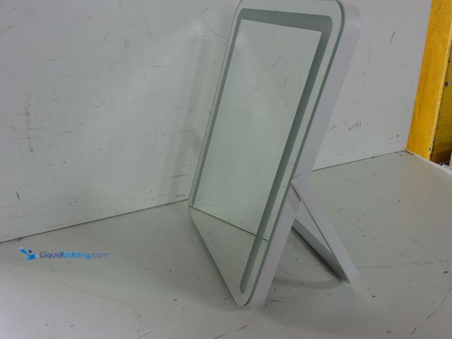Lot 49-1576827 - 19in  x 14-1/2in White Rectangular Rounded Corner Vanity Mirror With LED Lights, Unused, Has Charger...