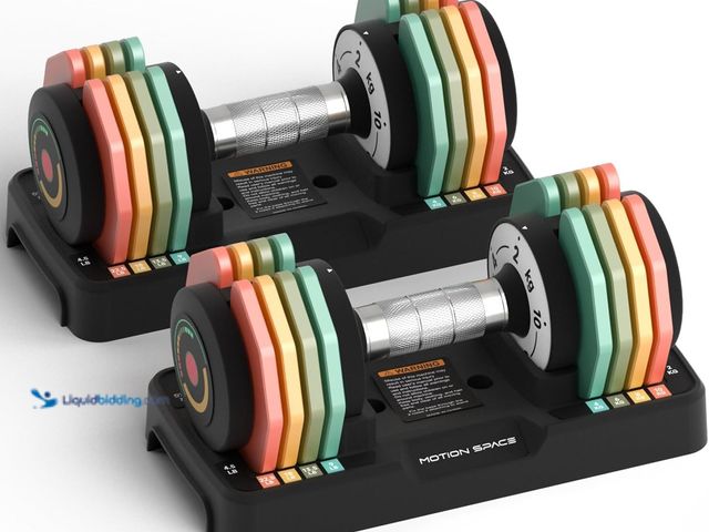 Lot 49-5429251 - Adjustable Dumbbells Set 12.5LB/22.5LB Pair, 1-Sec Fast Adjustable 5 Weights by Turning Handle, Prem...