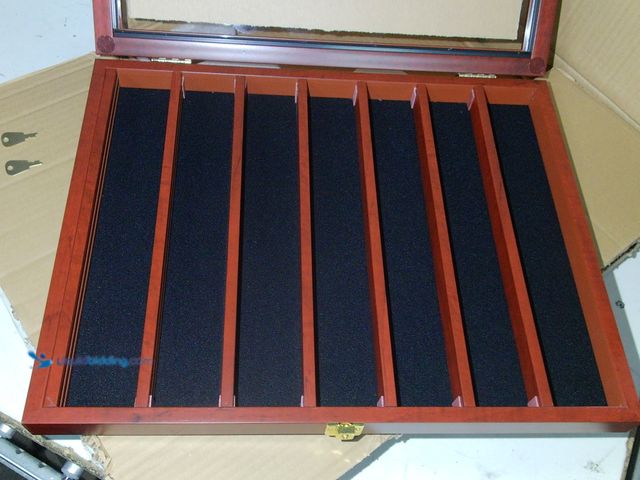 Lot 49-3600473 - DisplayGifts Wooden Mahagony Challenge Coin Display With Latching Door Model #KC56, Unused, Has Atta...