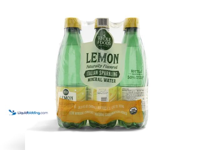 Lot 49-3564125 - Whole Foods Market, Lemon Sparkling Mineral Water, 16.9 Fl Oz, 6 Count New