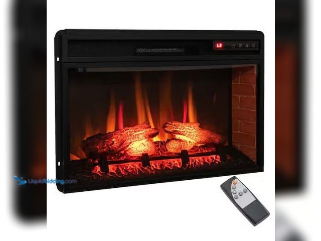 Lot 49-1577045 - Gymax 26 in. Infrared Quartz Electric Fireplace Insert Log Flame Heater w/Remote Control, Model # GY...