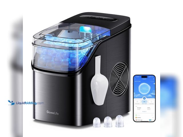 Lot 49-3566710 - GoveeLife Smart Ice Maker Countertop, Portable Ice Machine with Voice Control, 9 Ice Cubes in 6 Minu...