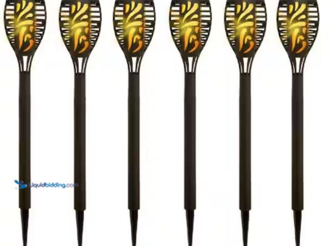 Lot 49-1631042 - Deck Impressions 15 in. Solar Tiki Torch Light (6-Pack), Model # 46283, New. (NOTE: Factory sealed.)...