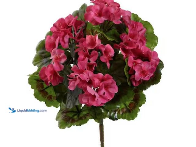 Lot 49-2001056 - Set of (4) Nearly Natural UV Resistant Indoor/Outdoor Geranium Artificial Bush, Model # 6140-S4-BU, ...